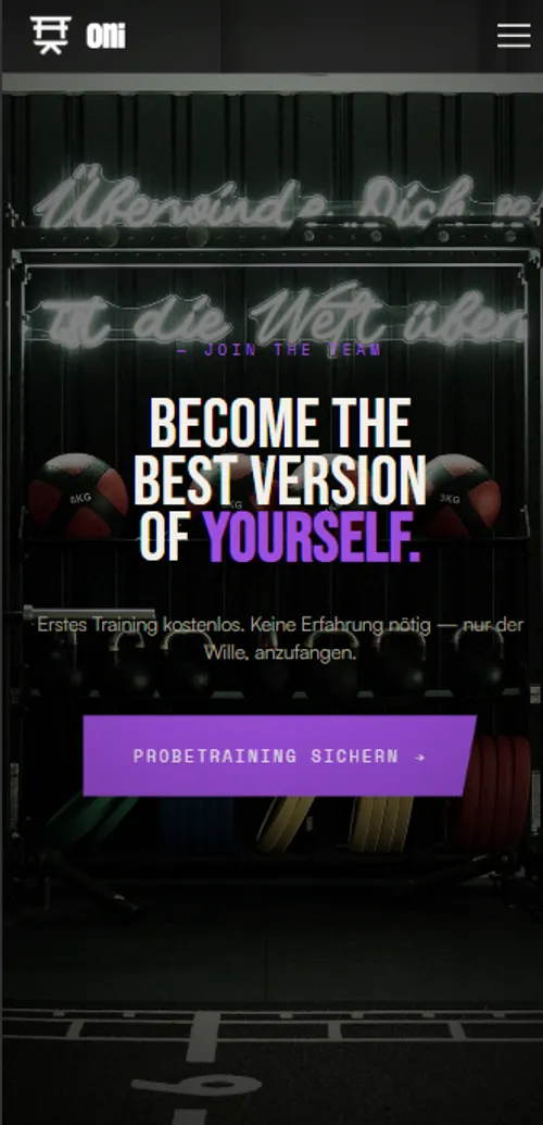 Oni MMA – Startseite Smartphone